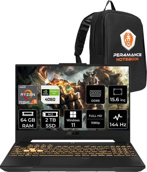 Tuf Gaming İ7-13620H 64Gb 2Tb Ssd Rtx4060/8Gb 140W 144Hz 16" Fhd W11H Gaming Laptop