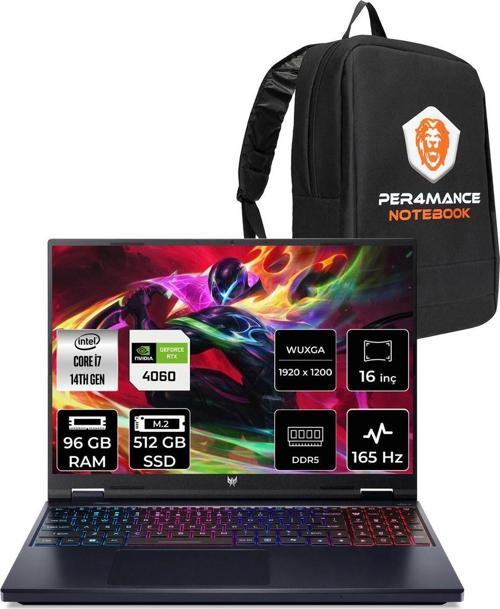 Predator Helios Neo 16 İ7 14650Hx 96Gb 512Gb Ssd Rtx4060/8Gb 140W 16'' Wuxga Fdos Gaming Laptop