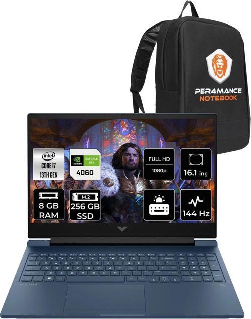 Victus 16 İ7 13700H 8Gb Ddr5 256Gb Ssd Rtx4060/8Gb 144Hz 16.1'' Fdos Gaming Laptop & Per4 Çanta