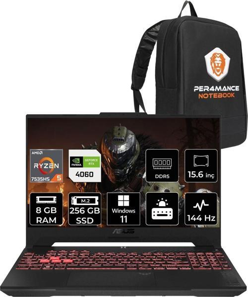 Tuf Gaming A15 Fa507Nv R5 7535Hs 8Gb 256Gb Ssd Rtx4060/8Gb 140W 144Hz 15.6'' W11H Lp103 & Per4