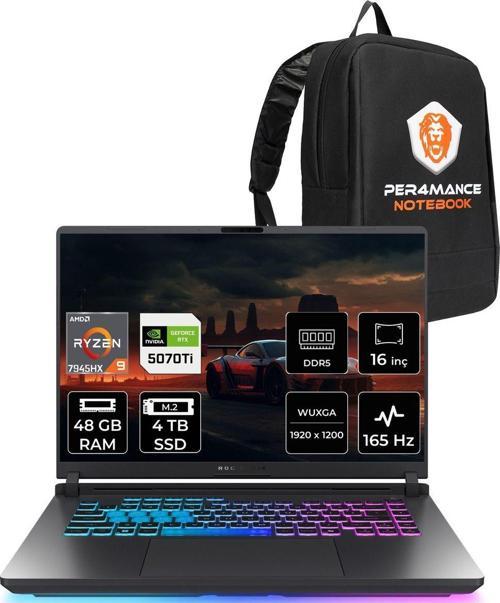 Rog Strix G16 R9 7945Hx 48Gb 4Tb Ssd Rtx5070Ti/12Gb 165Hz 16" Wuxga Fdos Gaming Laptop