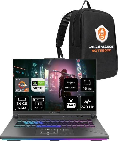 Rog Strix G16 R9 9955Hx 64Gb 1Tb Ssd Rtx5070Ti/12Gb 140W 240Hz 16'' 2.5K Fdos Gaming & Per4