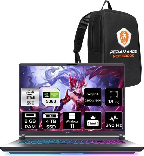Rog Strix G18 Ultra 9 275Hx 8Gb 4Tb Ssd Rtx5080/16Gb 175W 240Hz 18'' Qhd+ W11H Gaming & Per4