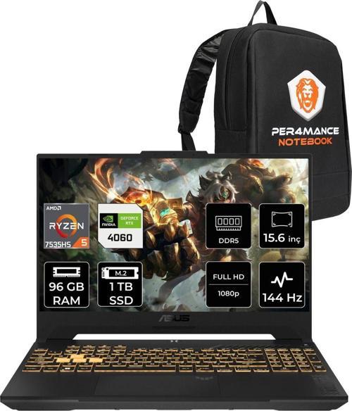 Tuf Gaming İ7-13620H 96Gb 1Tb Ssd Rtx4060/8Gb 140W 144Hz 16" Fhd Fdos Gaming Laptop