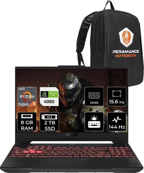 Tuf Gaming A15 Fa507Nv R5 7535Hs 8Gb 2Tb Ssd Rtx4060/8Gb 140W 144Hz 15.6'' Fdos Lp104 & Per4