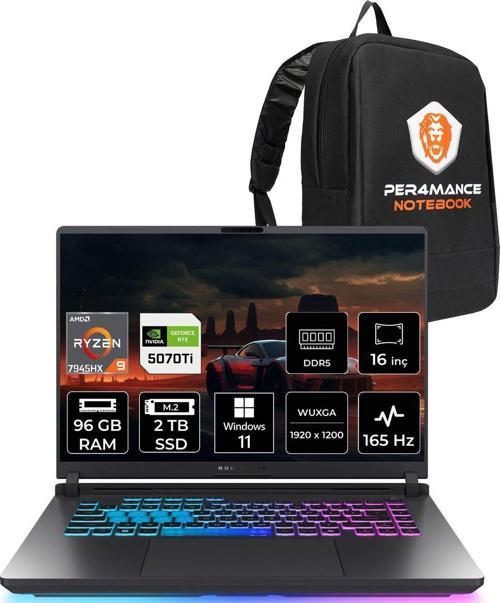 Rog Strix G16 R9 7945Hx 96Gb 2Tb Ssd Rtx5070Ti/12Gb 165Hz 16" Wuxga W11P Gaming Laptop