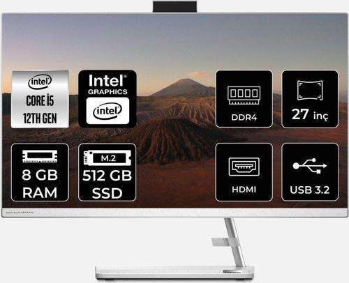 Ideacentre İ5 12450H 8Gb 512Gb Ssd 27" Fhd Fdos 27Iap7 All In One Bilgisayar & Per4 Bellek