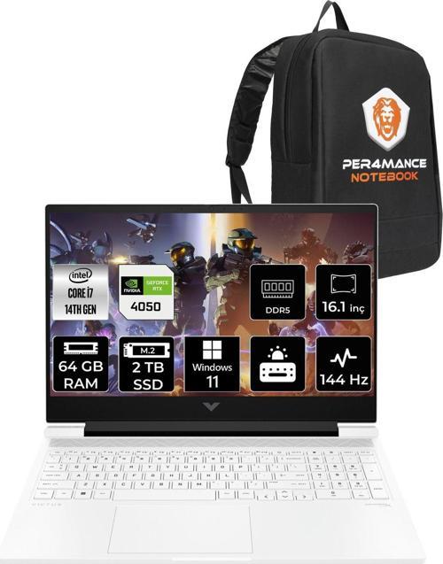 Victus 16 İ7 14700Hx 64Gb 2Tb Ssd Rtx4050/6Gb 16.1" Fhd 144Hz W11P Gaming Laptop & Per4 Çanta