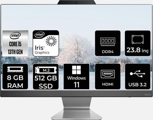 A3402Wbak-I58512B0D İ5 1335U 8Gb 512Gb Ssd 23.8" Fhd W11P All In One Bilgisayar & Per4 Bellek