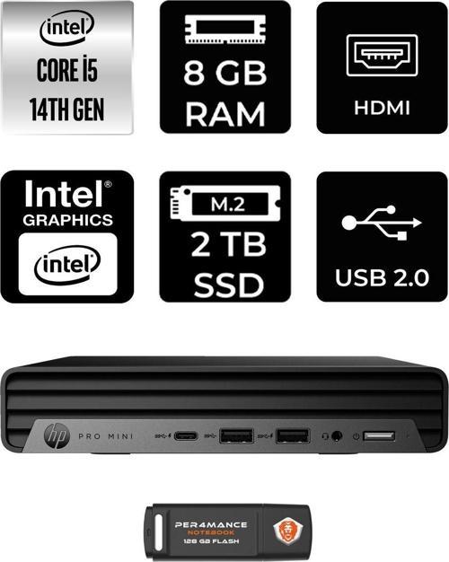Pro Mini 400 G9 İ5 14500T 8Gb 2Tb Ssd W11P Mini Masaüstü Bilgisayar & Per4 Usb Bellek