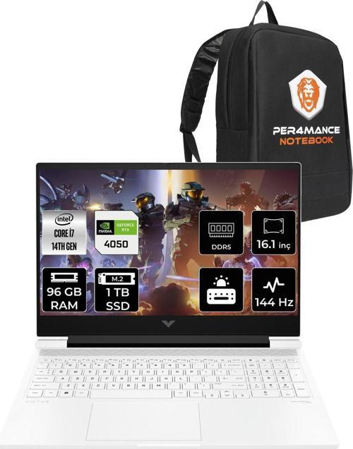 Victus 16 İ7 14700Hx 96Gb 1Tb Ssd Rtx4050/6Gb 16.1" Fhd 144Hz Fdos Gaming Laptop & Per4 Çanta