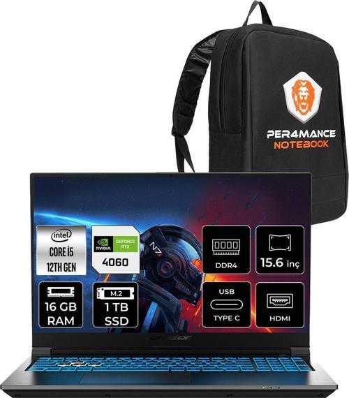 Deputy P60 İ5 12450H 16Gb 1Tb Ssd Rtx4060/8Gb 15.6" Fhd 144Hz Fdos Gaming Laptop & Çanta