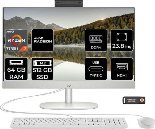 Proone 245 G10 R7 7730U 64Gb 512Gb Ssd 23.8" Full Hd Ips Fdos All In One Pc & Per4 Bellek