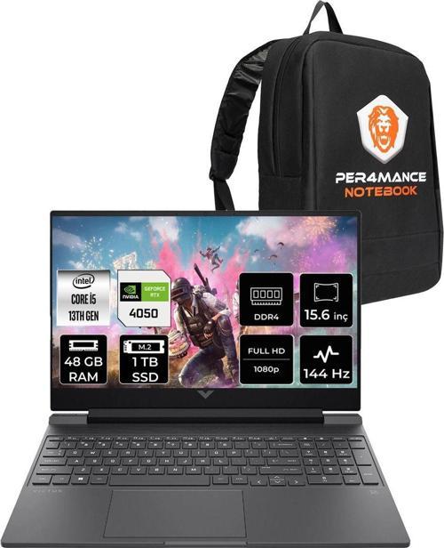 Victus 15 İ5-13420H 48Gb 1Tb Ssd Rtx4050/6Gb 144Hz 15.6'' Fhd Fdos Gaming Laptop & Per4 Çanta