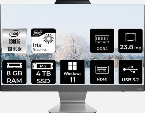 A3402Wbak-I58512B0D İ5 1335U 8Gb 4Tb Ssd 23.8" Fhd W11H All In One Bilgisayar & Per4 Bellek