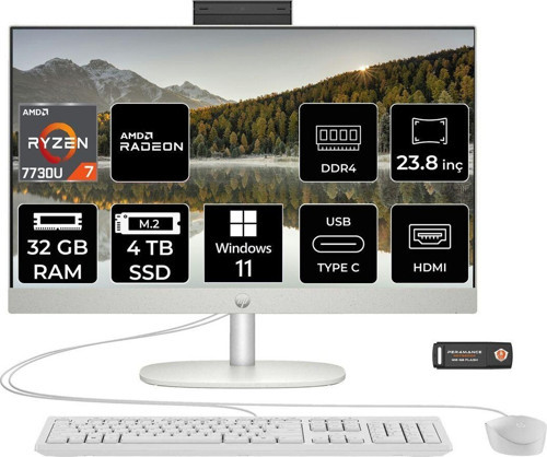 Proone 245 G10 R7 7730U 32Gb 4Tb Ssd 23.8" Full Hd Ips W11P All In One Pc & Per4 Bellek