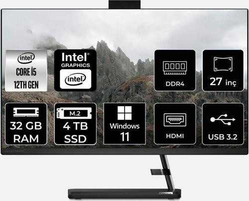 Ideacentre 27Iap7 İ5 12450H 32Gb 4Tb Ssd 27" Fhd W11H All In One Bilgisayar & Per4 Bellek