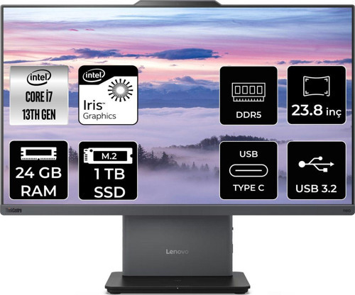 Thinkcentre Neo 50A G5 İ7 13620H 24Gb Ddr5 1Tb Ssd 23.8" Fhd Fdos All İn One & Per4 Bellek