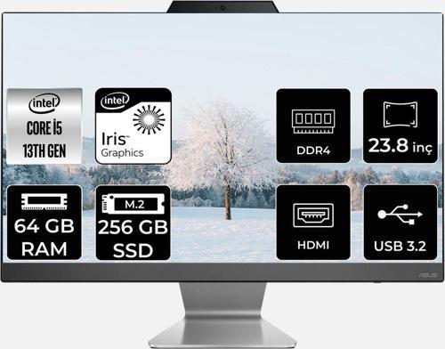A3402Wbak-I58512B0D İ5 1335U 64Gb 256Gb Ssd 23.8" Fhd Fdos All In One Bilgisayar & Per4 Bellek