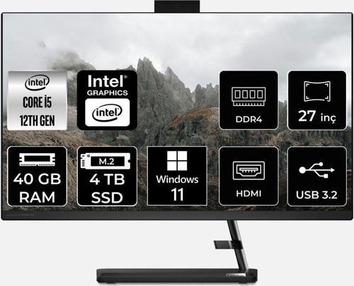 Ideacentre 27Iap7 İ5 12450H 40Gb 4Tb Ssd 27" Fhd W11P All In One Bilgisayar & Per4 Bellek