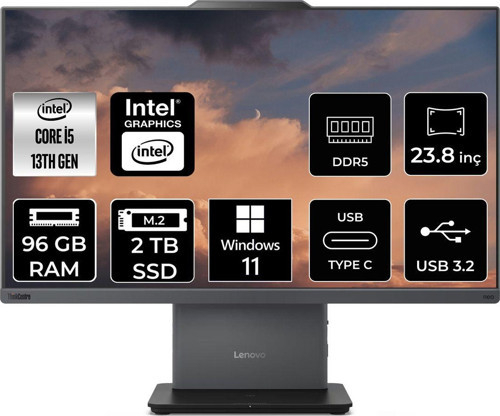 Thinkcentre Neo 50A G5 İ5 13420H 96Gb Ddr5 2Tb Ssd 23.8" Fhd W11H All İn One & Per4 Bellek