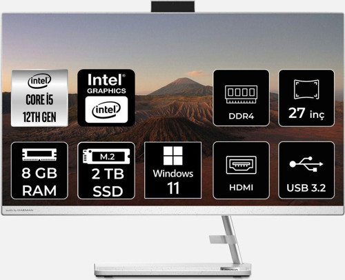 Ideacentre İ5 12450H 8Gb 2Tb Ssd 27" Fhd W11P 27Iap7 All In One Bilgisayar & Per4 Bellek