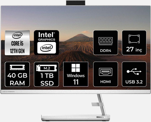 Ideacentre İ5 12450H 40Gb 1Tb Ssd 27" Fhd W11P 27Iap7 All In One Bilgisayar & Per4 Bellek