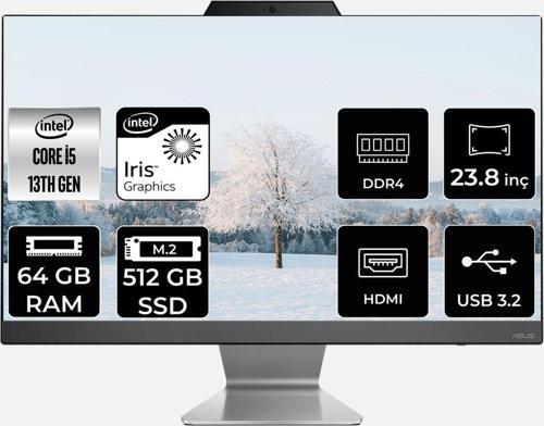 A3402Wbak-I58512B0D İ5 1335U 64Gb 512Gb Ssd 23.8" Fhd Fdos All In One Bilgisayar & Per4 Bellek