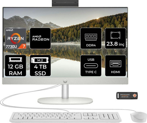 Proone 245 G10 R7 7730U 12Gb 4Tb Ssd 23.8" Full Hd Ips Fdos All In One Pc & Per4 Bellek