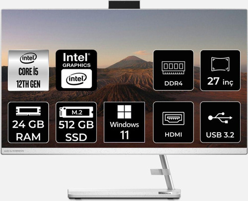 Ideacentre İ5 12450H 24Gb 512Gb Ssd 27" Fhd W11P 27Iap7 All In One Bilgisayar & Per4 Bellek