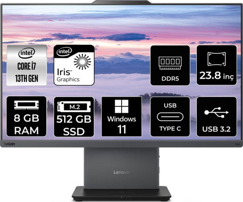 Thinkcentre Neo 50A G5 İ7 13620H 8Gb Ddr5 512Gb Ssd 23.8" Fhd W11P All İn One & Per4 Bellek