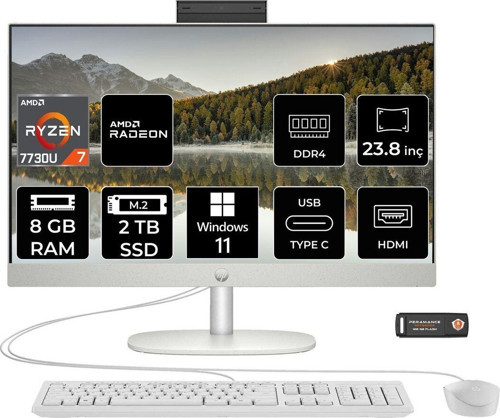 Proone 245 G10 R7 7730U 8Gb 2Tb Ssd 23.8" Full Hd Ips W11H All In One Pc & Per4 Bellek