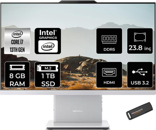 Ideacentre 24Irh9 İ7 13620H 8Gb Ddr5 1Tb Ssd 23.8" Fhd Ips Fdos Beyaz All İn One Pc & Per4