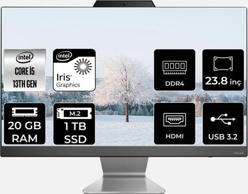 A3402Wbak-I58512B0D İ5 1335U 20Gb 1Tb Ssd 23.8" Fhd Fdos All In One Bilgisayar & Per4 Bellek