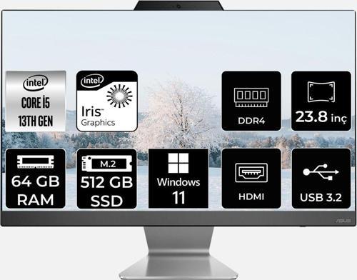 A3402Wbak-I58512B0D İ5 1335U 64Gb 512Gb Ssd 23.8" Fhd W11P All In One Bilgisayar & Per4 Bellek