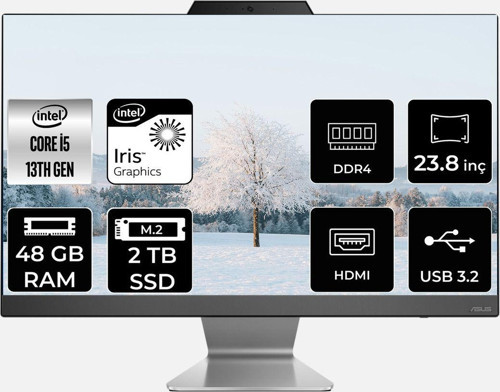 A3402Wbak-I58512B0D İ5 1335U 48Gb 2Tb Ssd 23.8" Fhd Fdos All In One Bilgisayar & Per4 Bellek
