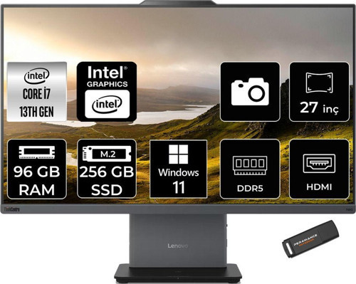Thinkcentre Neo 50A İ7 13620H 96Gb Ddr5 256Gb Ssd 27" Fhd Ips W11P Siyah All İn One Pc & Per4