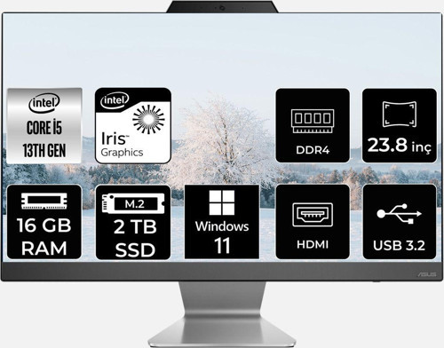 A3402Wbak-I58512B0D İ5 1335U 16Gb 2Tb Ssd 23.8" Fhd W11H All In One Bilgisayar & Per4 Bellek