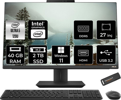 A5702Wvark Ultra 5 120U 40Gb Ddr5 2Tb Ssd Intel Graphics 27" Fhd W11H Siyah All İn One & Per4