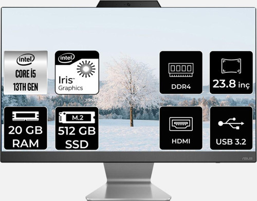 A3402Wbak-I58512B0D İ5 1335U 20Gb 512Gb Ssd 23.8" Fhd Fdos All In One Bilgisayar & Per4 Bellek