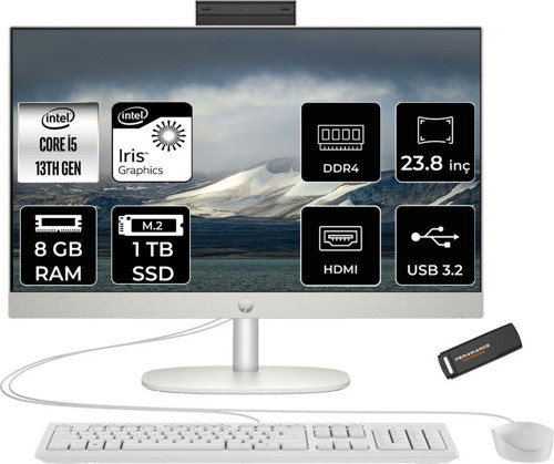 Proone 240 G10 İ5 1335U 8Gb 1Tb Ssd Iris Xe Graphics 23.8" Fhd Fdos All In One Pc Beyaz & Per4