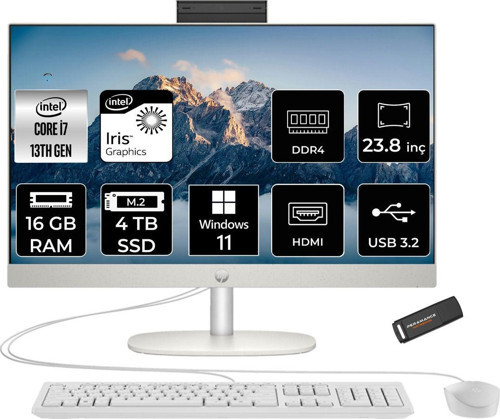 Proone 240 G10 İ7 1355U 16Gb 4Tb Ssd Iris Xe Graphics 23.8" Fhd W11P All In One Pc Beyaz & Per4