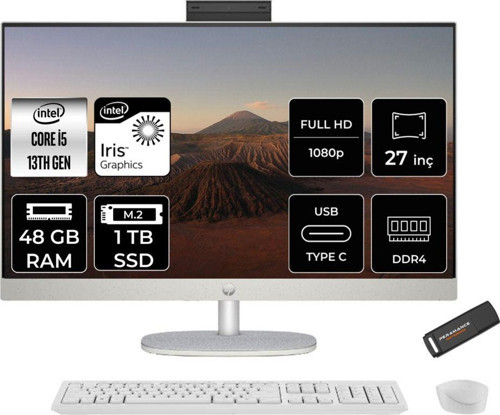 27-Cr0009Nt İ5 1335U 48Gb 1Tb Ssd Intel Graphics 27" Fhd Ips Fdos All In One Pc Beyaz & Per4