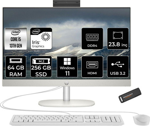 Proone 240 G10 İ5 1335U 64Gb 256Gb Ssd Iris Xe Graphics 23.8" Fhd W11H All In One Pc Beyaz & Per4