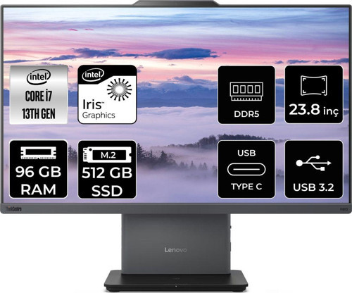 Thinkcentre Neo 50A G5 İ7 13620H 96Gb Ddr5 512Gb Ssd 23.8" Fhd Fdos All İn One & Per4 Bellek