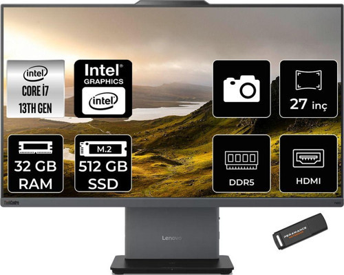 Thinkcentre Neo 50A İ7 13620H 32Gb Ddr5 512Gb Ssd 27" Fhd Ips Fdos Siyah All İn One Pc & Per4