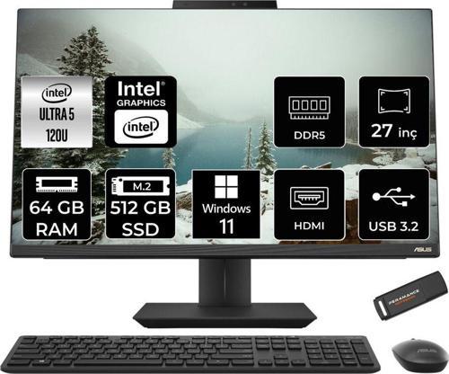 A5702Wvark Ultra 5 120U 64Gb Ddr5 512Gb Ssd Intel Graphics 27" Fhd W11P Siyah All İn One & Per4