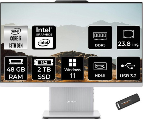 Ideacentre 24Irh9 İ7 13620H 48Gb Ddr5 2Tb Ssd 23.8" Fhd Ips W11H Beyaz All İn One Pc & Per4