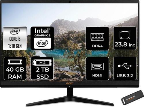 Aspire C24-1800 İ5 1335U 40Gb 2Tb Ssd Intel Graphics 23.8" Fhd Fdos All In One Pc Siyah & Per