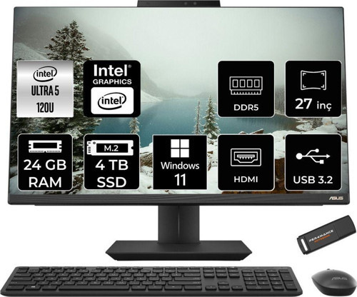 A5702Wvark Ultra 5 120U 24Gb Ddr5 4Tb Ssd Intel Graphics 27" Fhd W11P Siyah All İn One & Per4